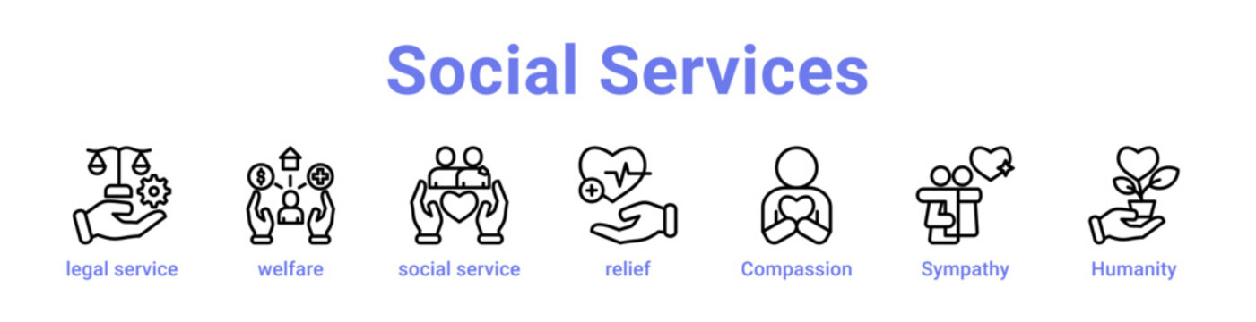 Social Services Icon Banner and Collection