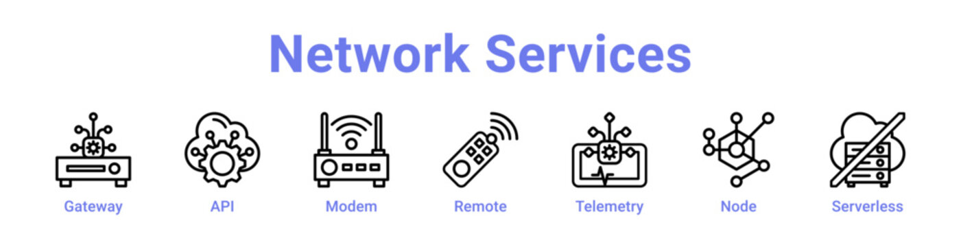 Network Services Icon Banner and Collection