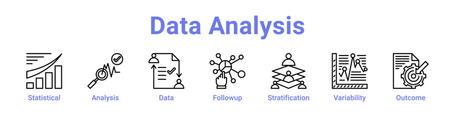 Data Analysis Icon Banner and Collection