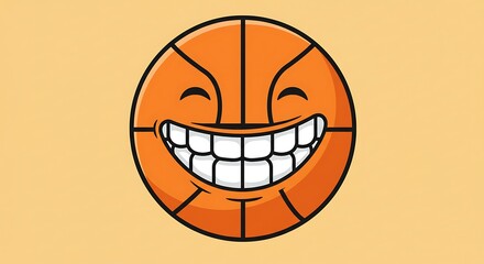 笑顔のバスケットボール：イラストレーション