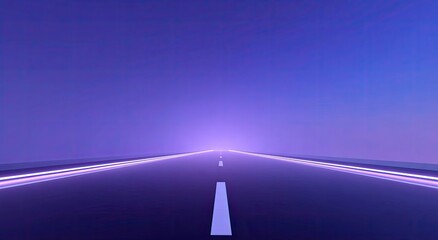 Endless highway stretching into a glowing purple mist