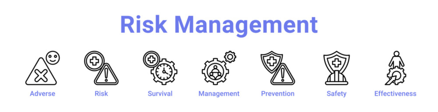 Risk Management Icon Banner and Collection