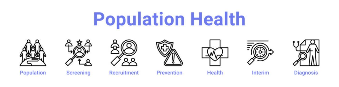 Population Health Icon Banner and Collection