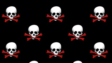 Black Background with Skull and Crossbones Pattern Design