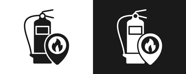 Fire Extinguisher Icon Set Glyph In White And Black Background