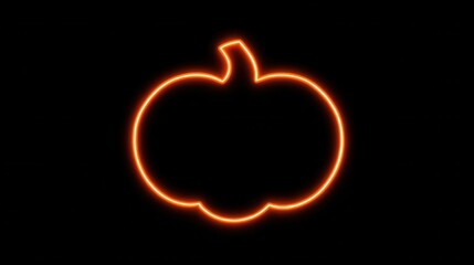 Neon Pumpkin Outline on Black Background for Halloween Decor