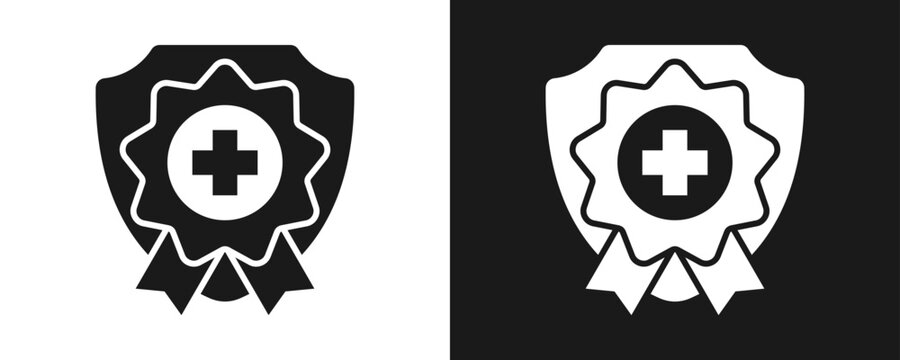 Assurance Icon Set Glyph In White And Black Background
