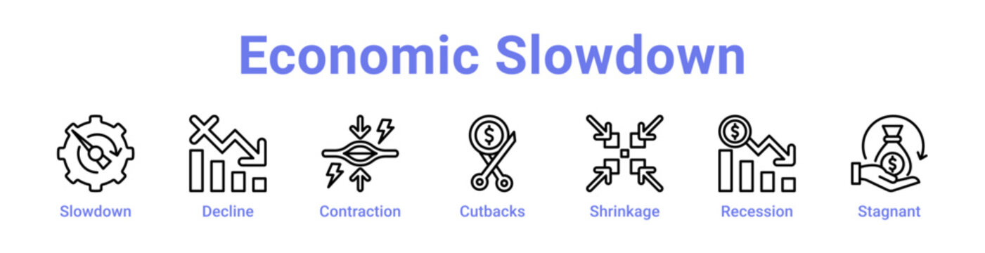 -Economic Slowdown Icon Banner and Collection