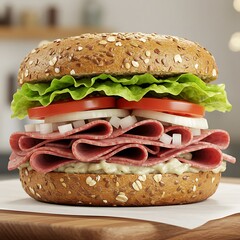 食欲をそそる３Dレンダリング：贅沢サンド