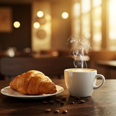 朝のカフェ、温もりと香り
