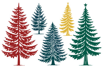 Obraz premium Christmas tree bundle silhouette vector illustration isolated on white background