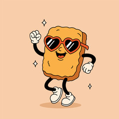 Cute chicken nugget. fast food cartoon illustration, Retro chicken nugget suitable for icons, logos, menus, prints, labels, stickers