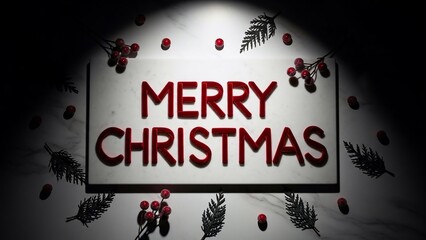 Merry Christmas Greeting Card with Holly.