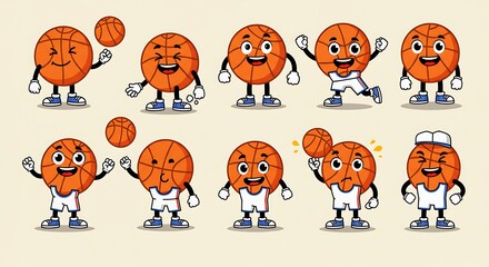 バスケットボールキャラ 表情豊かな10種セット