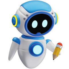 3D Robot Holding Pencil