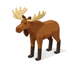Alce estilizado en perspectiva isom&eacute;trica