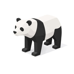 Panda isom&eacute;trico en dise&ntilde;o plano