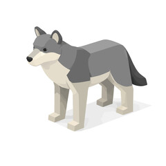 Lobo isom&eacute;trico en tonos grises