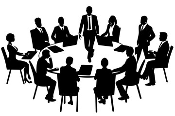 Business meeting people silhouette vector illustration isolated on white background