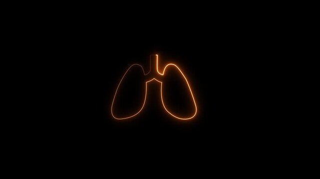 Neon lungs icon this is a part of respiratory system. This is involved in respiration it purifies blood. Human lungs looping with red Col or icon.4K MOTION VIDEO..