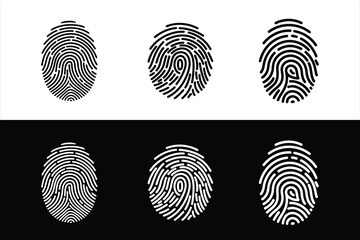 Fingerprint patterns displayed on contrasting backgrounds for identification purposes