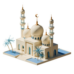 Ramadan Mosque Isometric View 3D Render Illustration