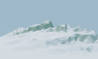 Low polygon ice mountain. Lowpoly winter landscape