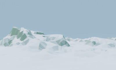 Low polygon ice mountain. Lowpoly winter landscape