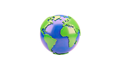 Fototapeta premium 3D Earth Globe on White Background