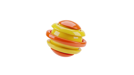 Abstract Swirl Object: Orange and Yellow Glossy 3D Render