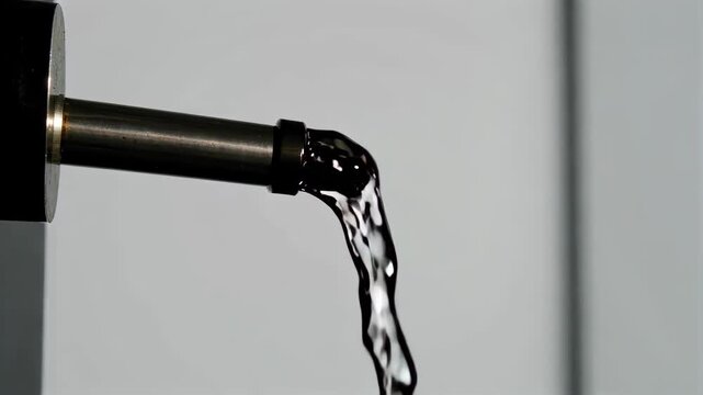 Close-up of liquid flowing out of the pipe