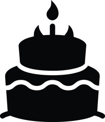 Obraz premium Birthday Cake Black Silhouette Vector Illustration