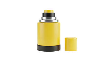 Yellow Spray Bottle with Cap Isolated on White Background