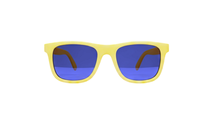 Yellow Sunglasses with Blue Lenses Isolated on White