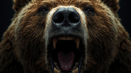 怒るクマの顔アップ