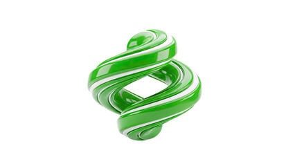 Abstract Green Swirl with White Stripes on White Background