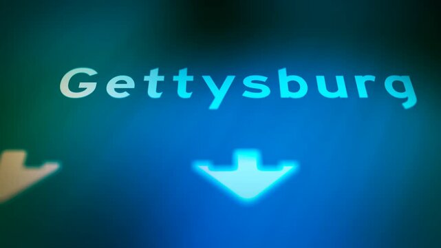 Crime Filler Shot - Cinematic Gettysburg PA Highway Sign at Night