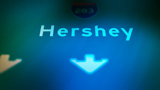 Crime Filler Shot - Cinematic Hershey PA Highway Sign at Night