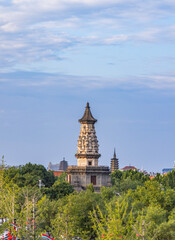 The landscape of Guanghui Temple in Zhengding Ancient City, Hebei Province	

