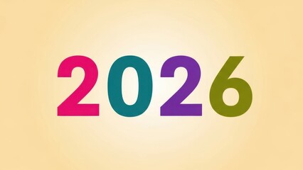 A vibrant and colorful display of the year 2026, marking a future date or event