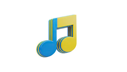3D Blue and Yellow Music Note Icon Layers