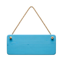 [Generative AI] 로프에 매달린 파란색 우드 사인보드