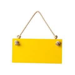 [Generative AI] 로프에 매달린 노란색 빈 사인보드