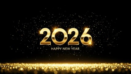 Celebrate the spectacular arrival of 2026 with this elegant golden happy new year background design