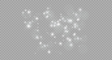 Light and white dust. Bokeh effect background . Christmas glowing dust background. Glowing light with confetti bokeh light. Crystal flare. dust background.