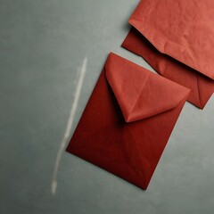 Red envelope abstract composition, no text, clean backdrop