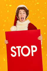 Santa with STOP sign