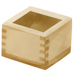 水彩風の木枡のイラスト