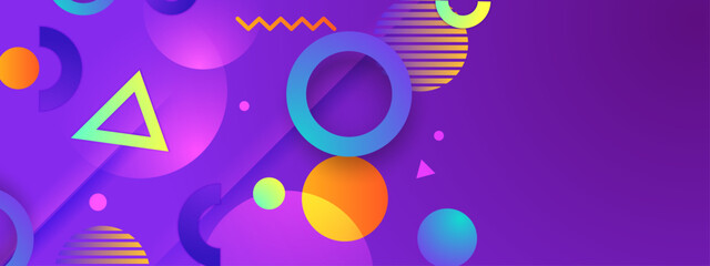 Fototapeta premium Vibrant Abstract Geometric Background With Colorful Circles, Rings, And Triangles