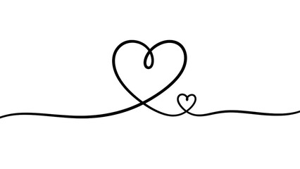 Minimalist line art design featuring intertwined heart shapes on transparent background